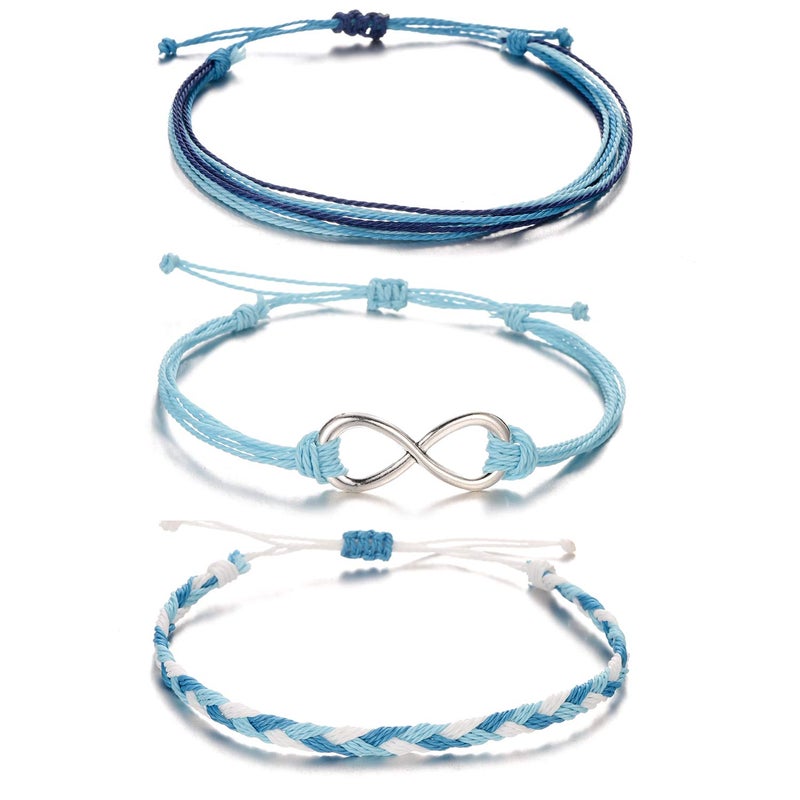 Softones VSCO String Wave Bracelets for Women Handmade Colorful Waterproof Adjustable Braided Beach Bracelet Set for Women - Image 1